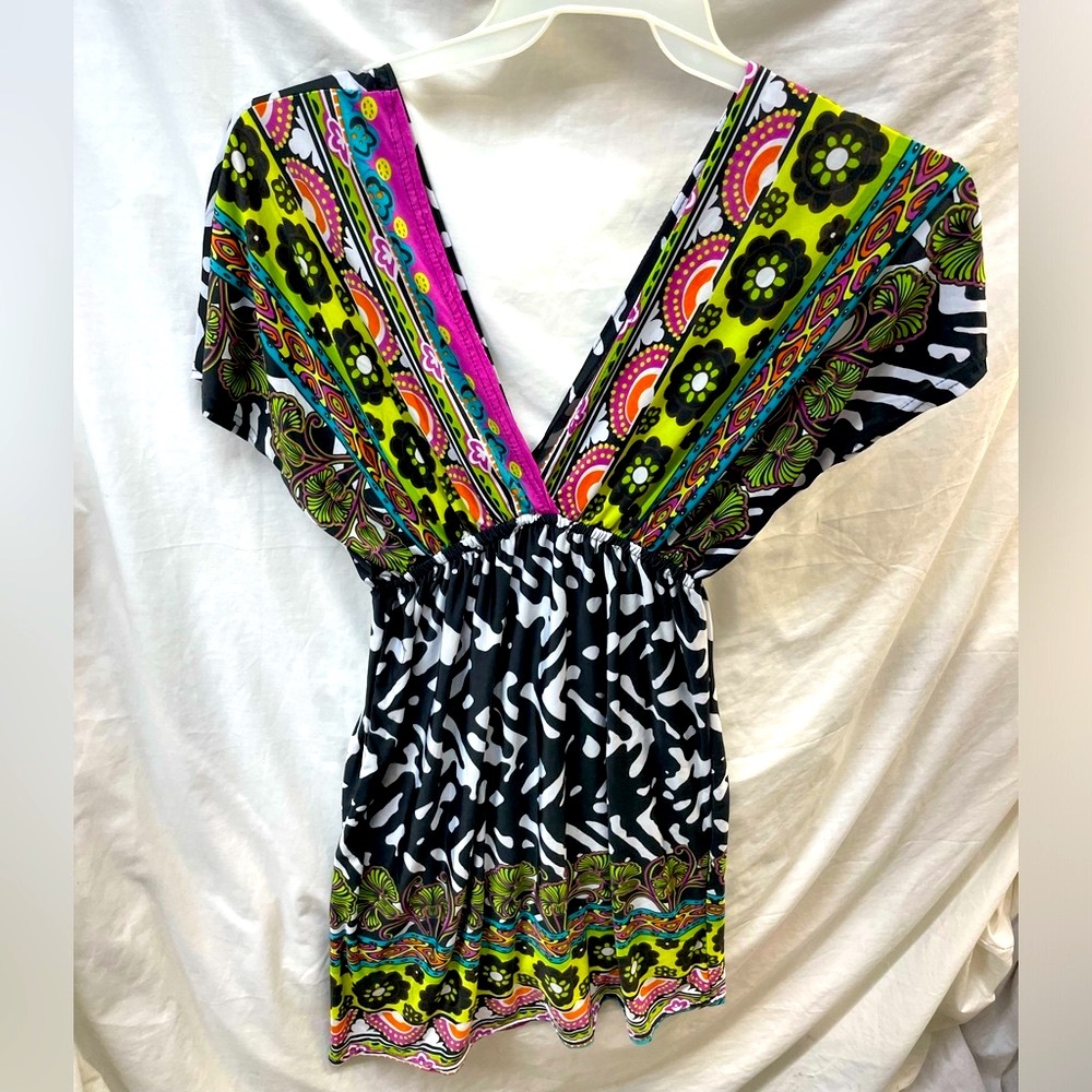 Funky people Multicolor V-Neck Women's dress ladies sz M
